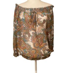 Cha Cha Vente Paisley Top Size Large Off The Shoulder or Worn Regular
